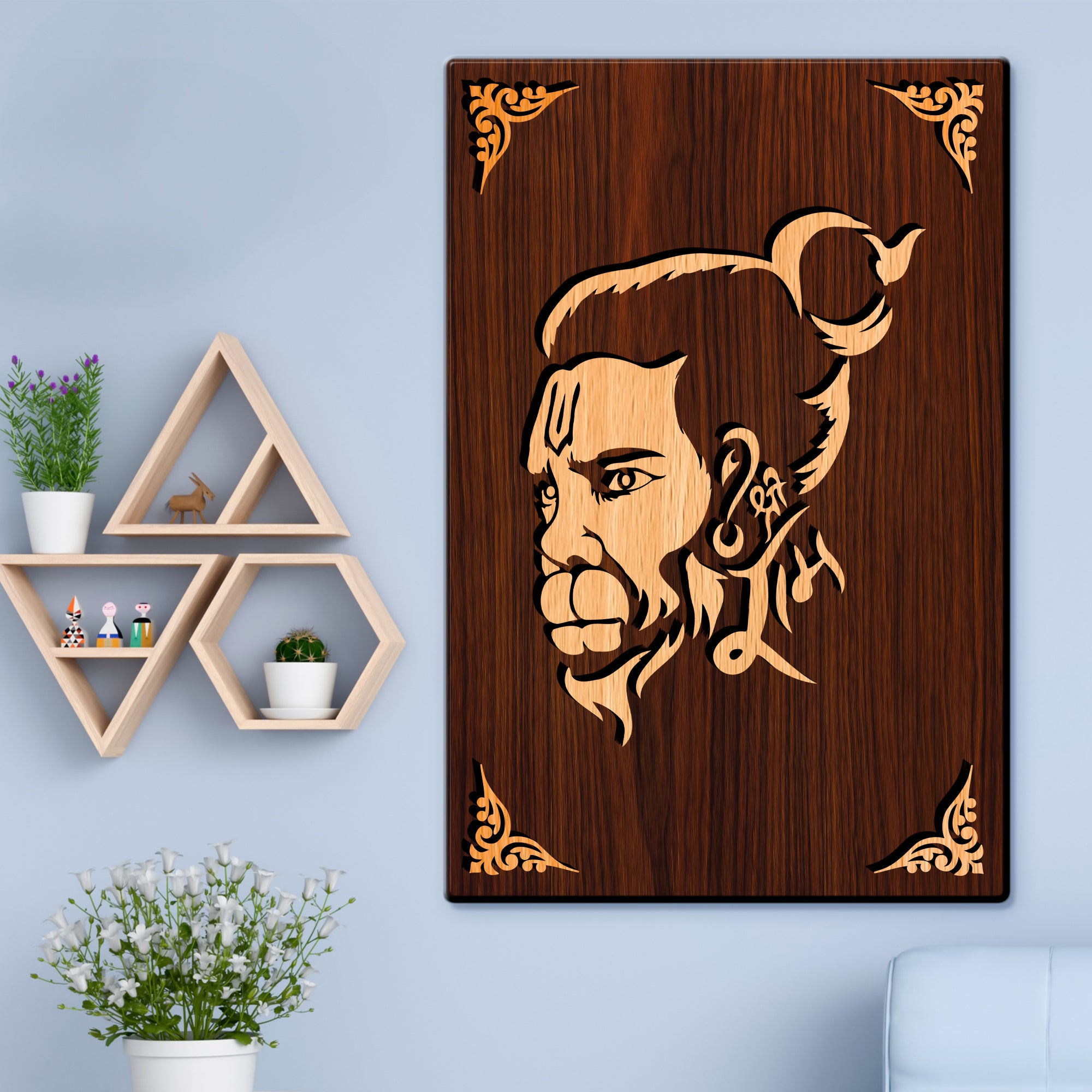 Hanuman ji For Gifting and Home Decor Wooden Wall Decor, Wall Hanging - 85