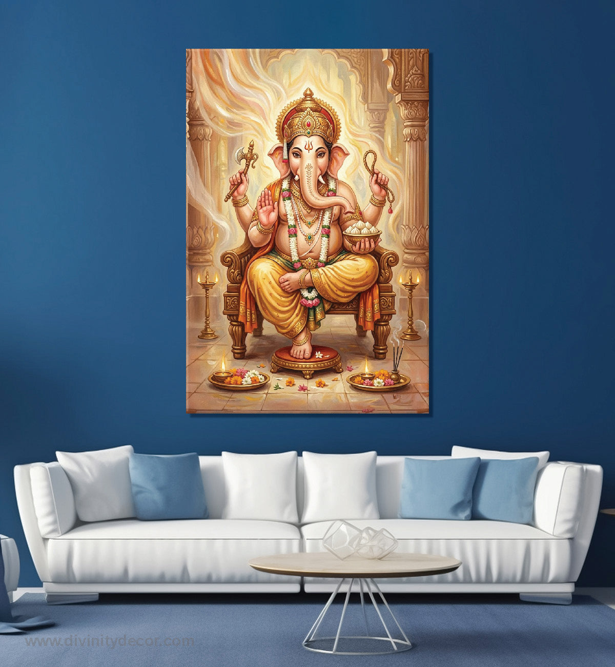 Lord Ganesh Religious Wall Painting for Temple Decor 3