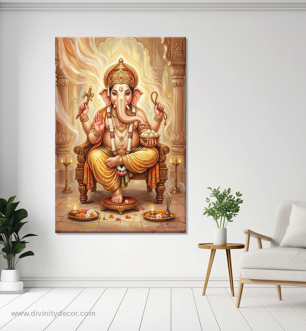 Lord Ganesh Religious Wall Painting for Temple Decor 3