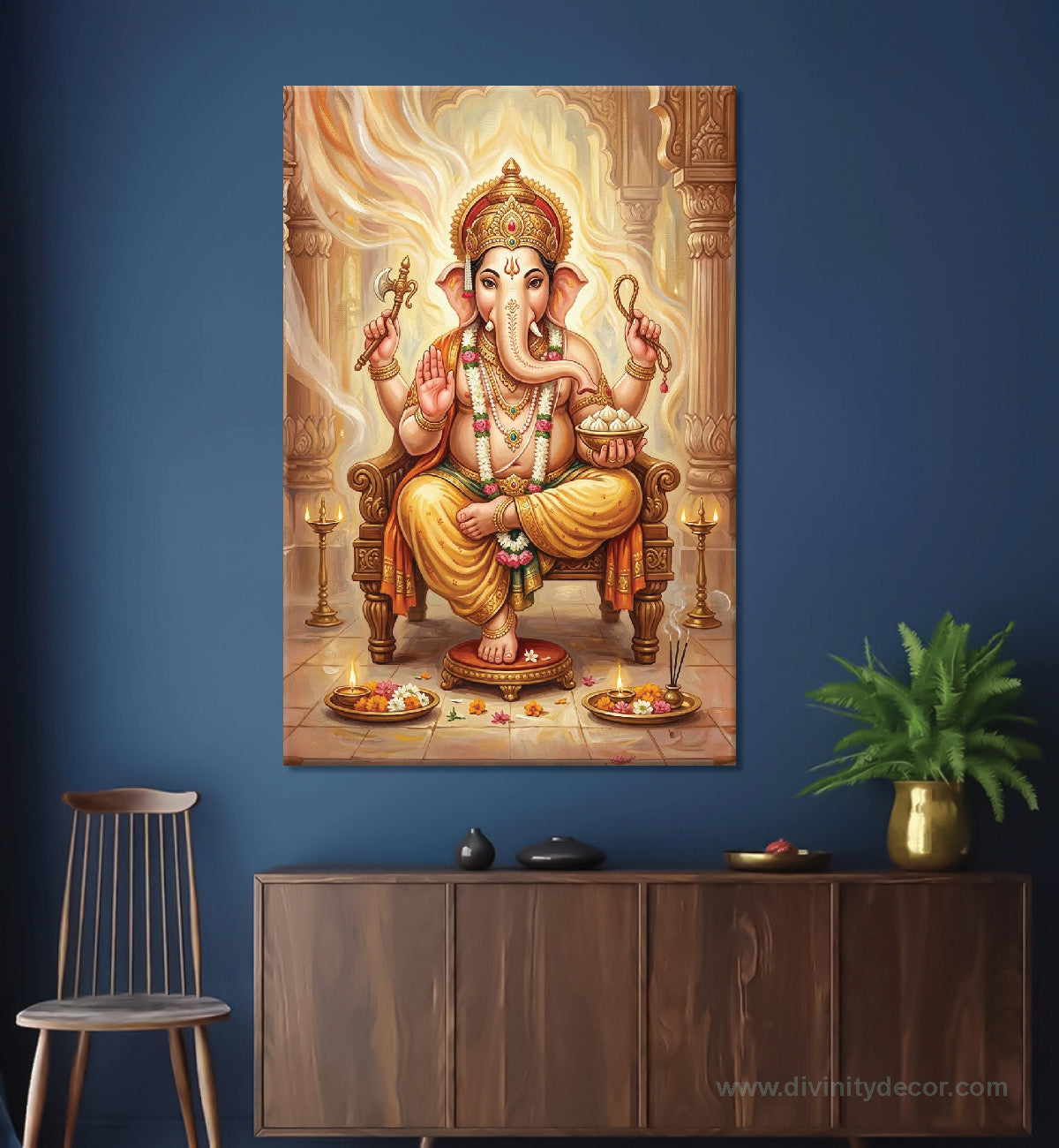 Lord Ganesh Religious Wall Painting for Temple Decor 3