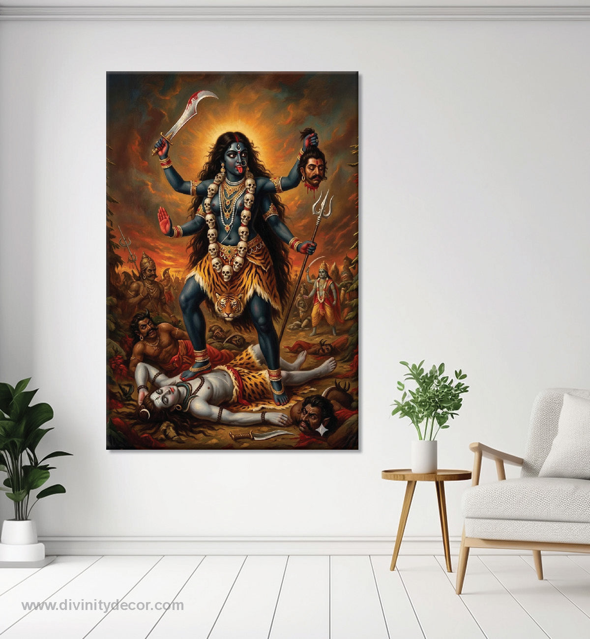 Maa Kali Canvas Painting – Fierce Goddess Wall Art for Protection 1