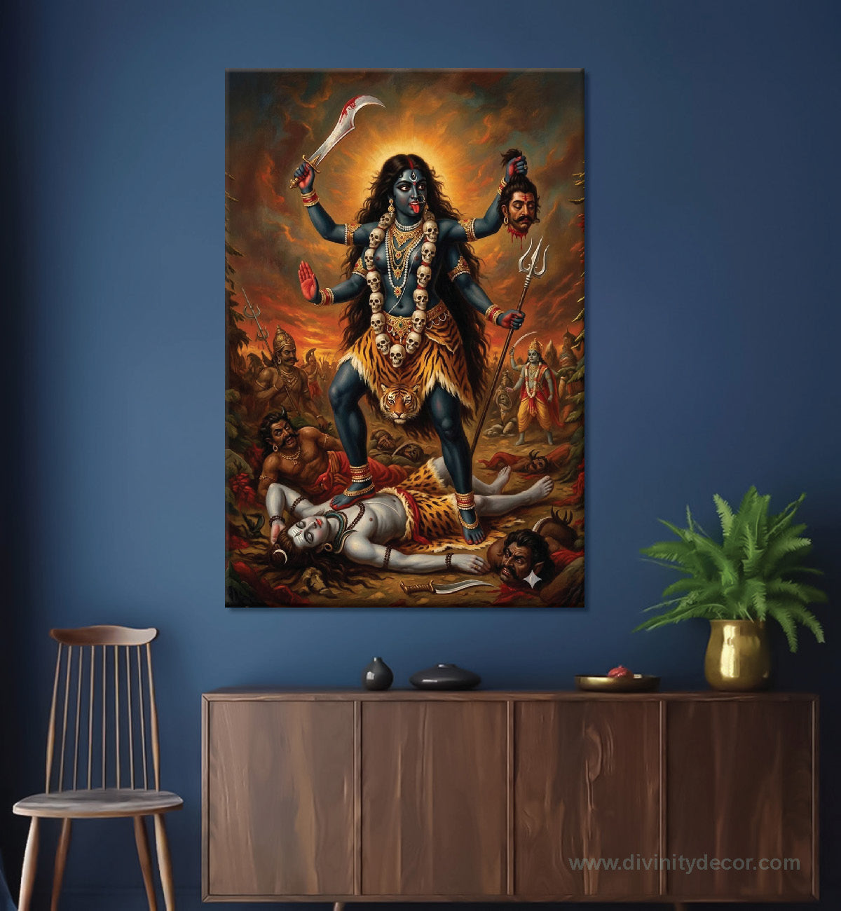 Maa Kali Canvas Painting – Fierce Goddess Wall Art for Protection 1