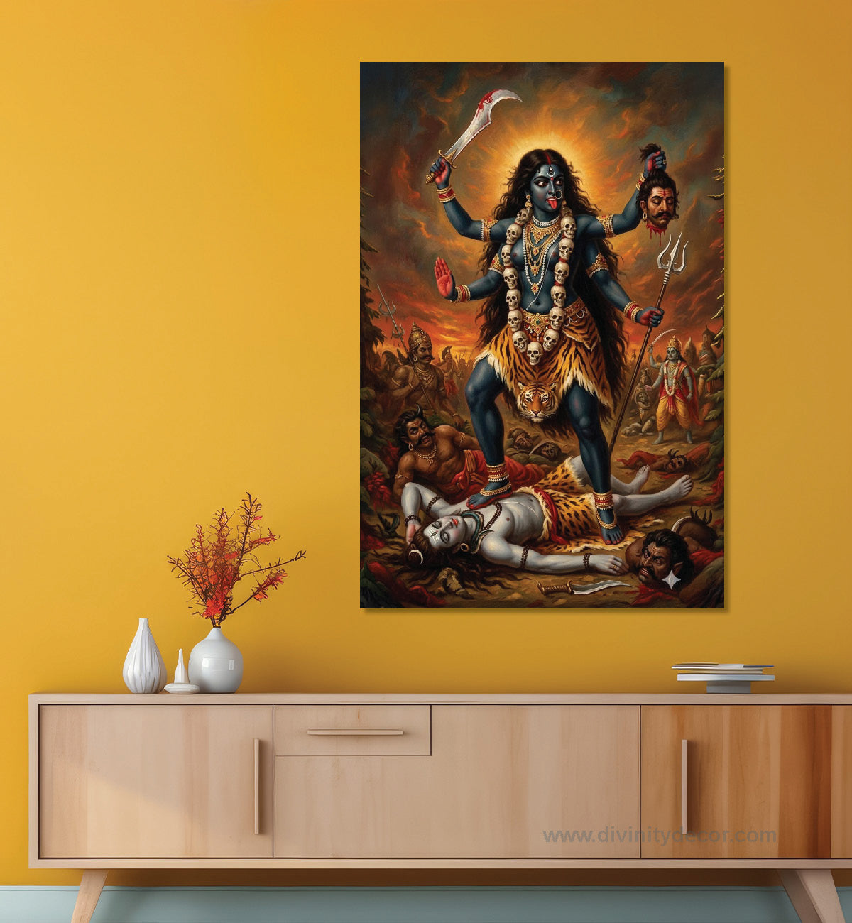 Maa Kali Canvas Painting – Fierce Goddess Wall Art for Protection 1