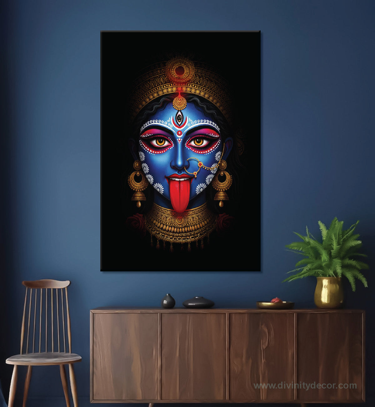 Maa Kali Religious Wall Painting for Temple Decor 3