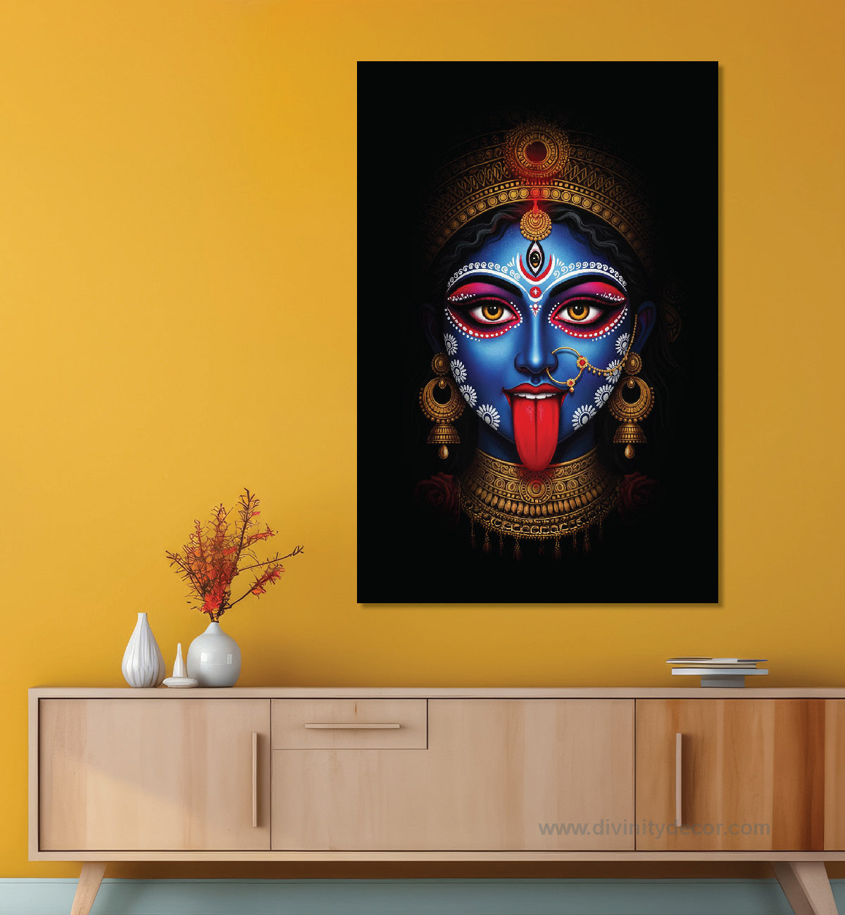 Maa Kali Religious Wall Painting for Temple Decor 3