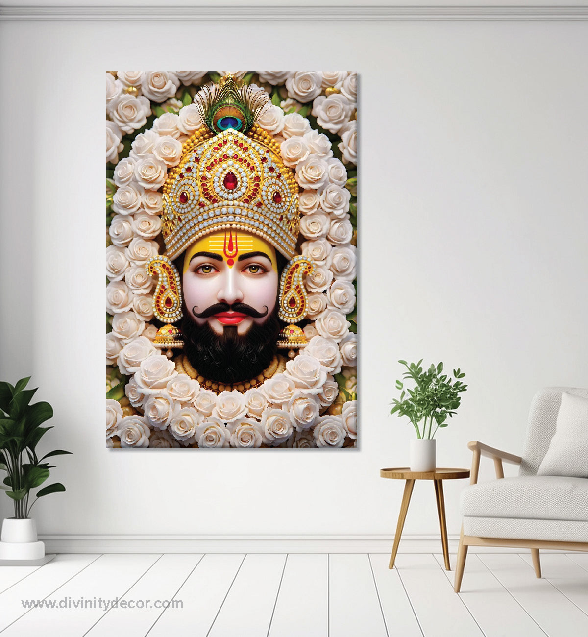 Khatu Shyam Baba Canvas Painting – Devotional Wall Art for Home 1