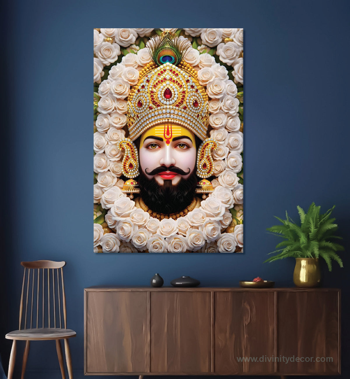 Khatu Shyam Baba Canvas Painting – Devotional Wall Art for Home 1