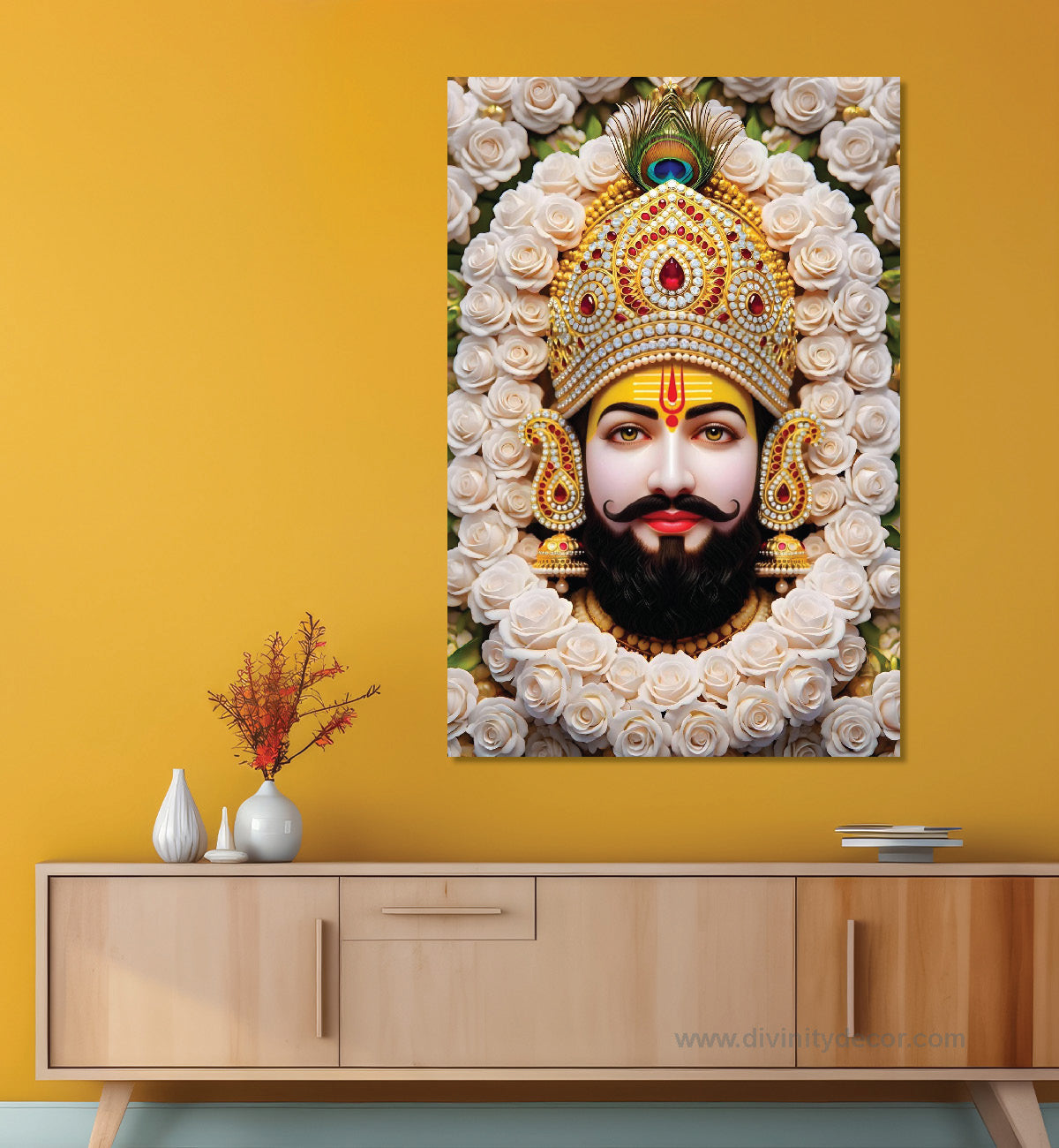 Khatu Shyam Baba Canvas Painting – Devotional Wall Art for Home 1