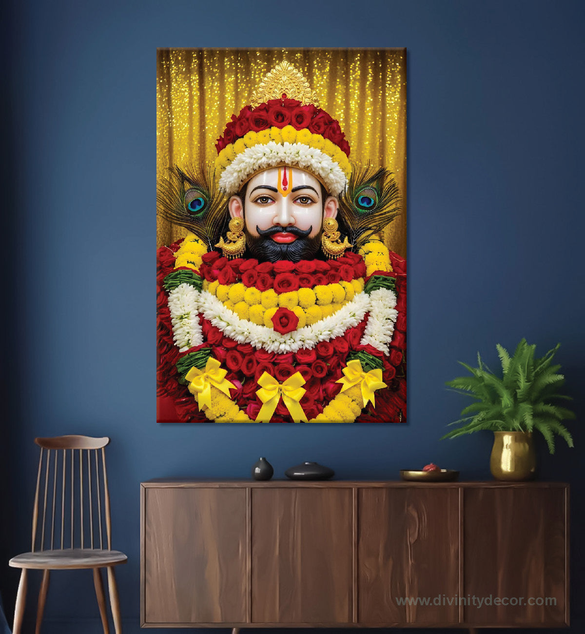 Khatu Shyam Baba Religious Wall Painting for Temple Decor 3