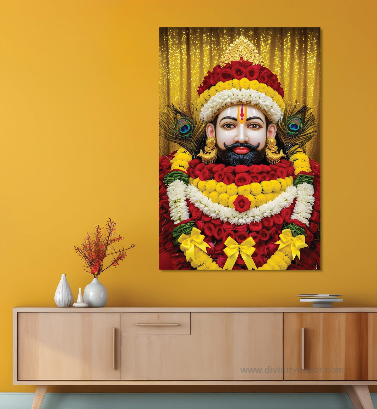 Khatu Shyam Baba Religious Wall Painting for Temple Decor 3
