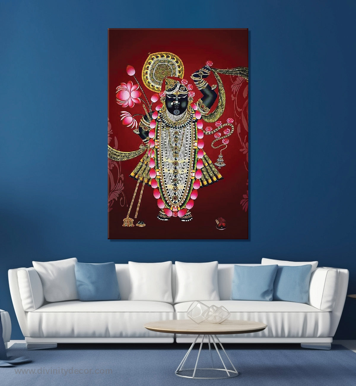 Krishna Bhagwan Canvas Painting – Sacred Home Wall Art 7