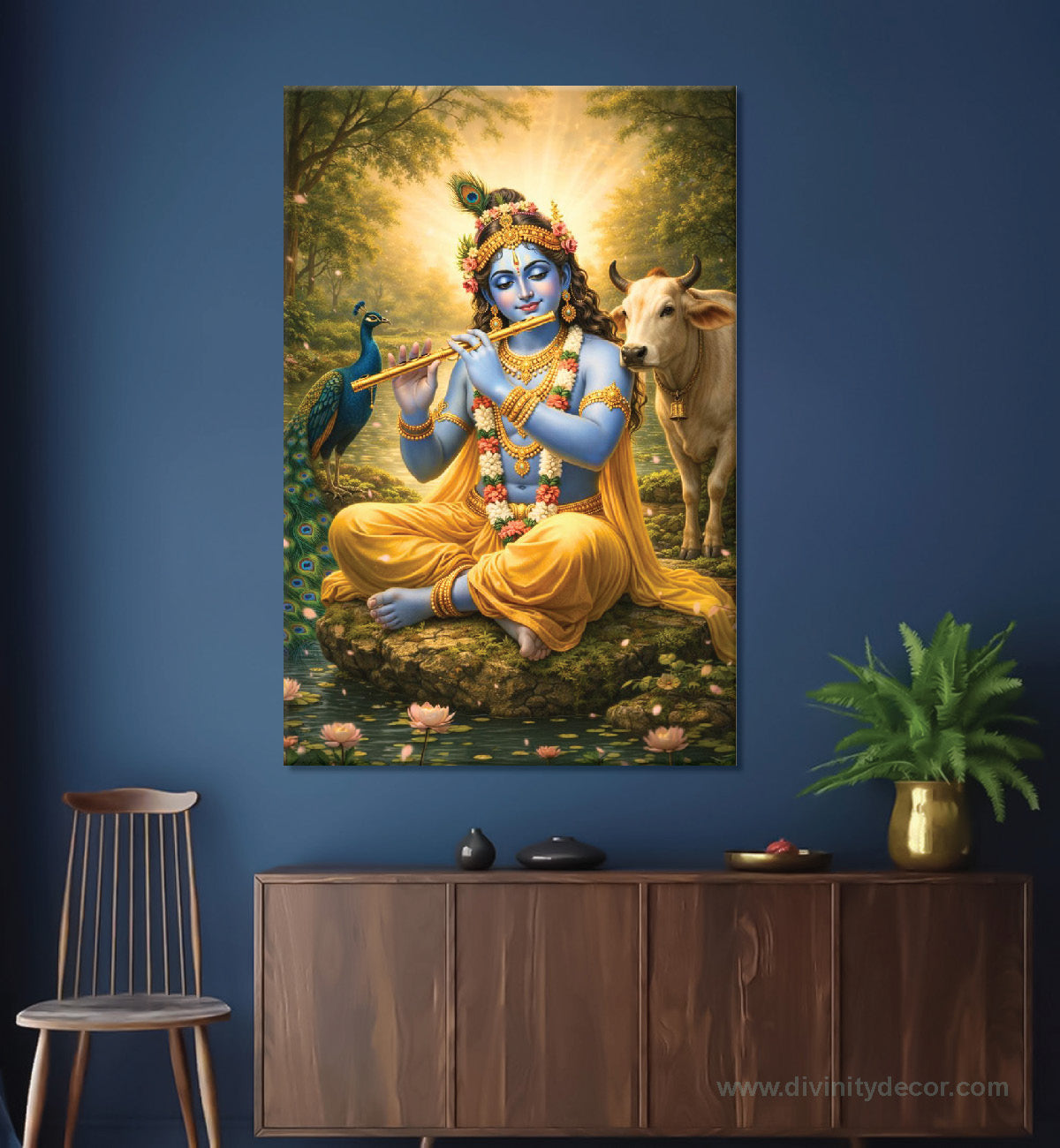 Krishna Ji Blessings Canvas Painting – Positive Energy Wall Art 9