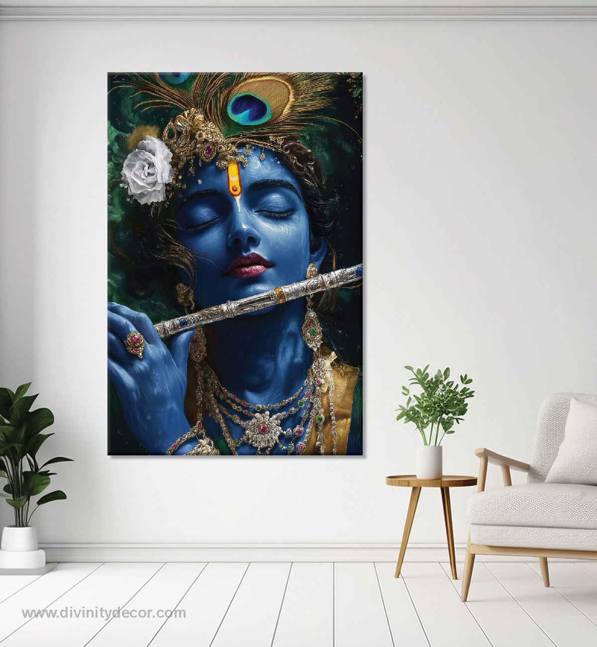 Lord Krishna Modern Art Canvas Painting – Contemporary Spiritual Decor 11