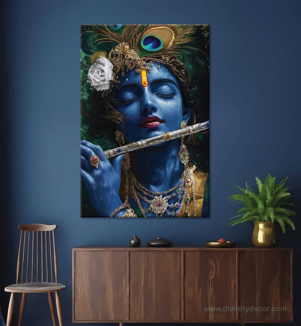 Lord Krishna Modern Art Canvas Painting – Contemporary Spiritual Decor 11