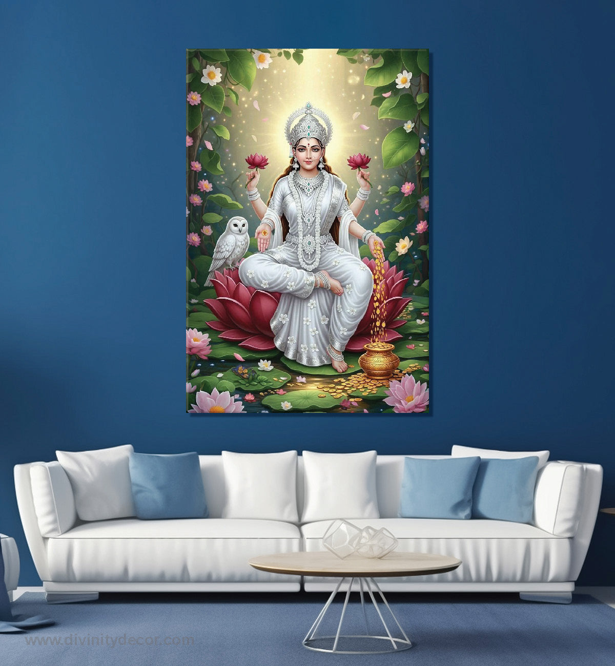 Lakshmi Ji Blessings Canvas Painting – Prosperity Wall Art 2