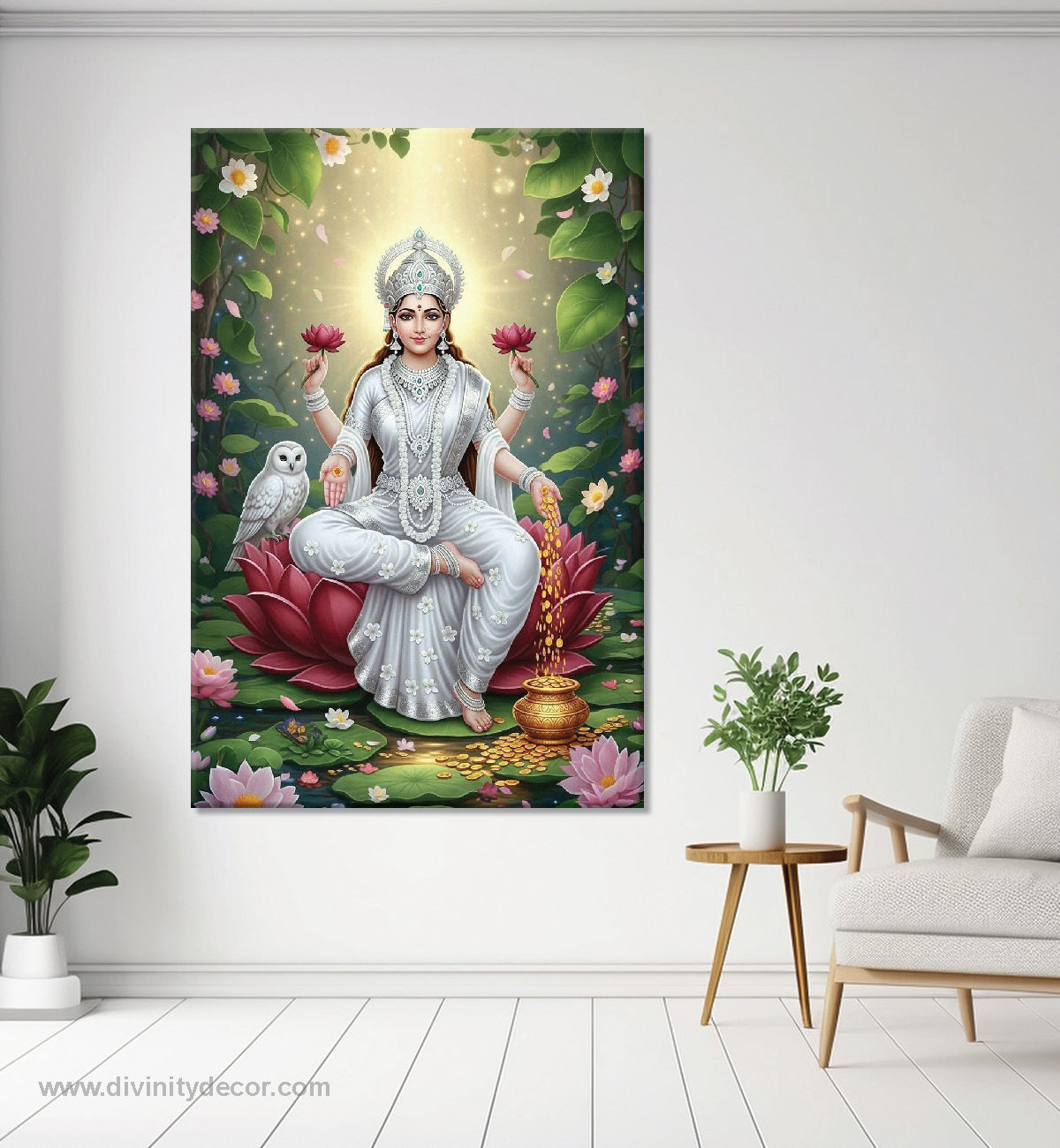 Lakshmi Ji Blessings Canvas Painting – Prosperity Wall Art 2