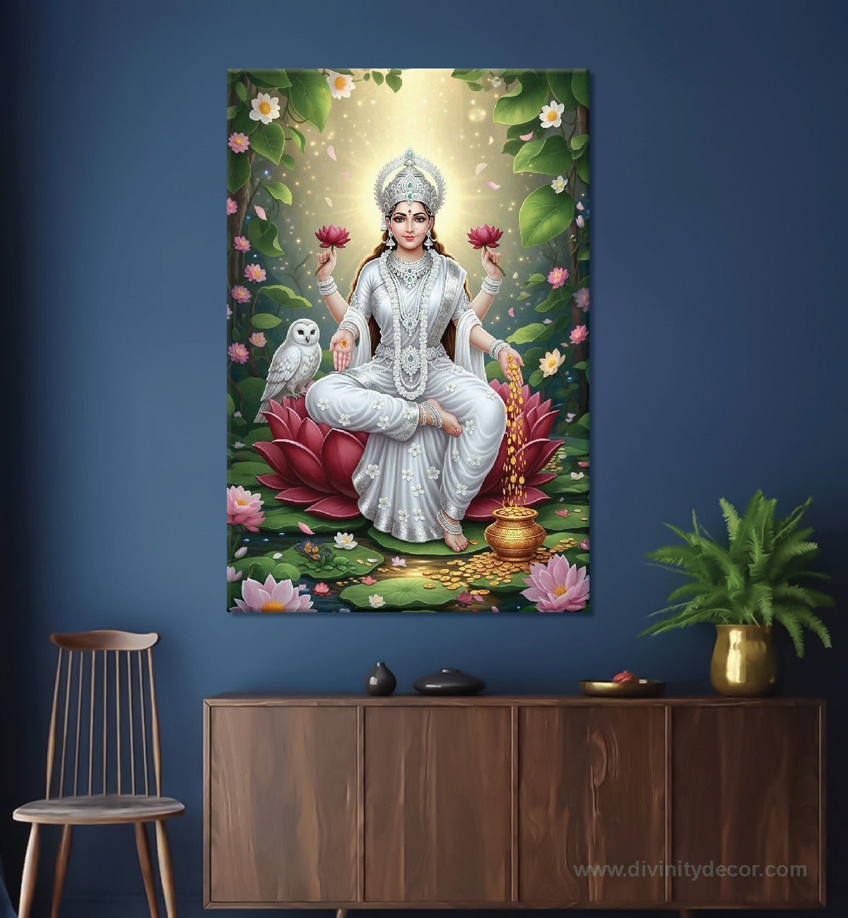Lakshmi Ji Blessings Canvas Painting – Prosperity Wall Art 2