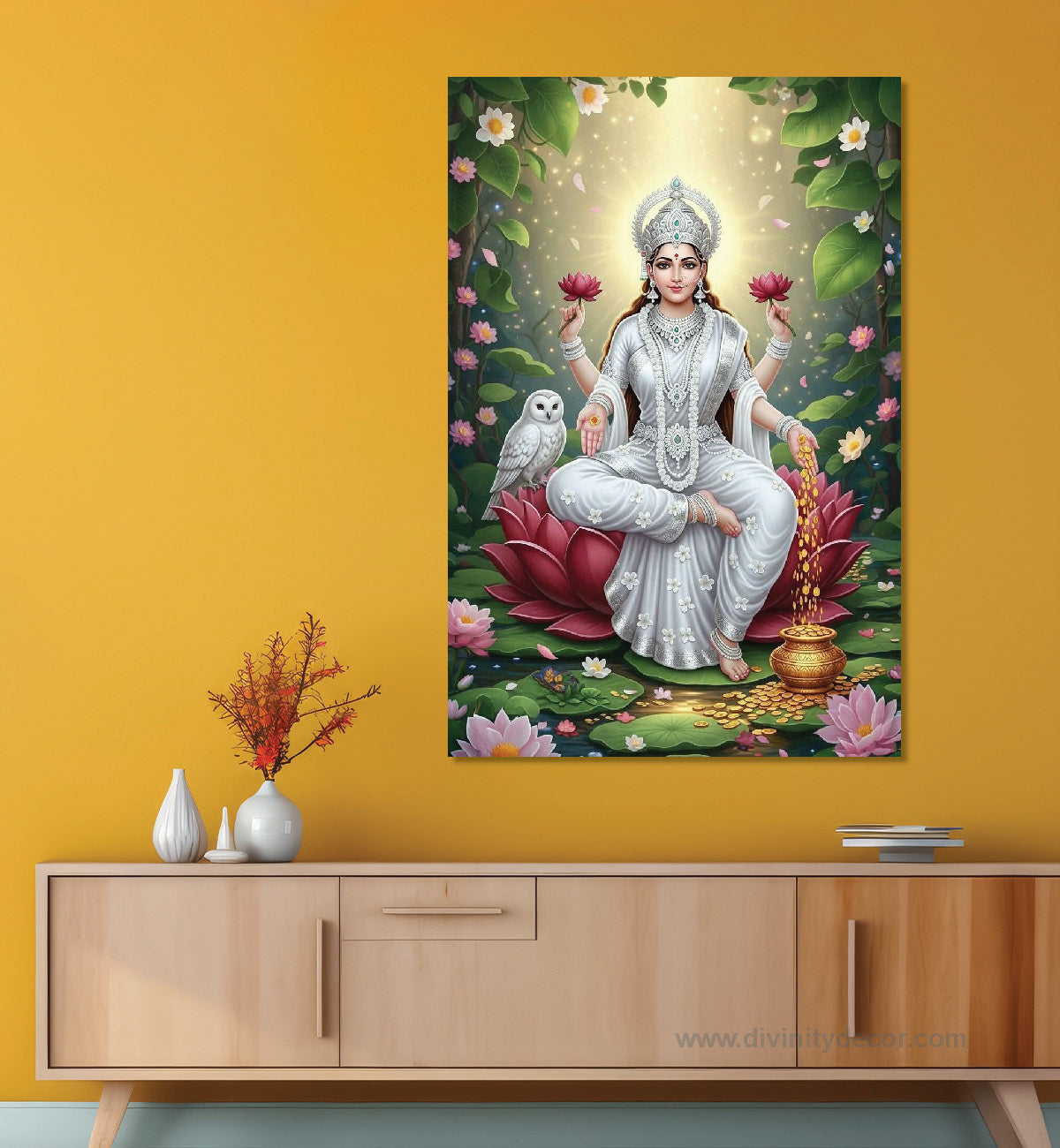 Lakshmi Ji Blessings Canvas Painting – Prosperity Wall Art 2