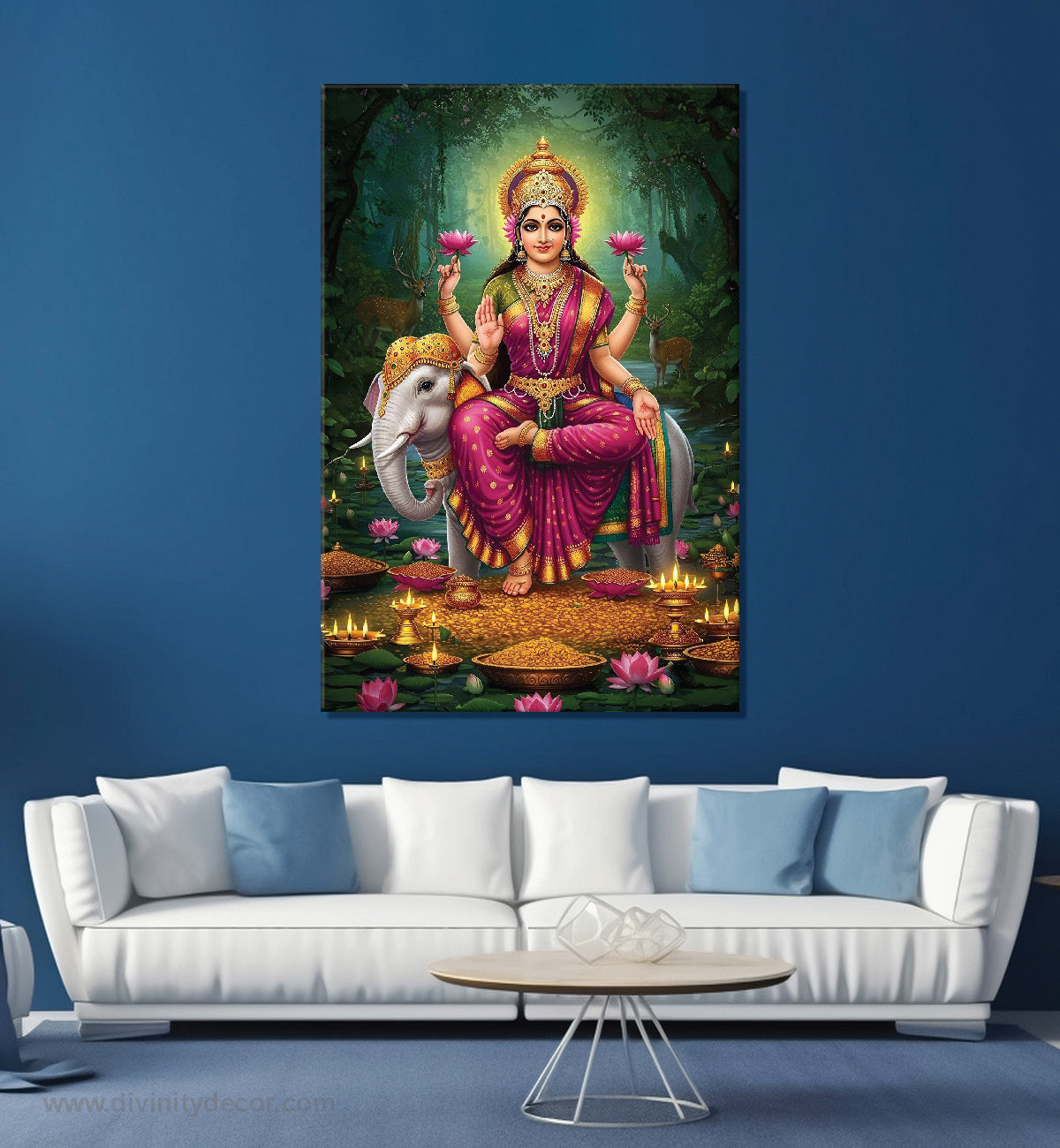 Mahalakshmi Canvas Painting – Divine Wealth Goddess Wall Art 3