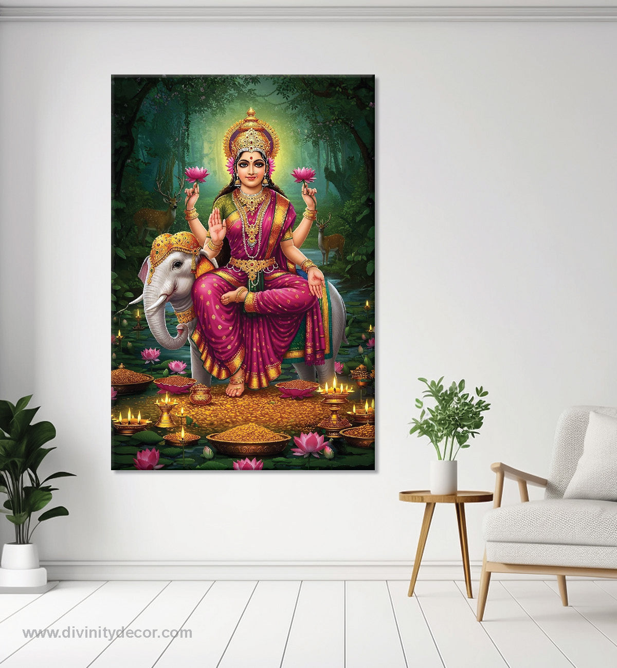 Mahalakshmi Canvas Painting – Divine Wealth Goddess Wall Art 3