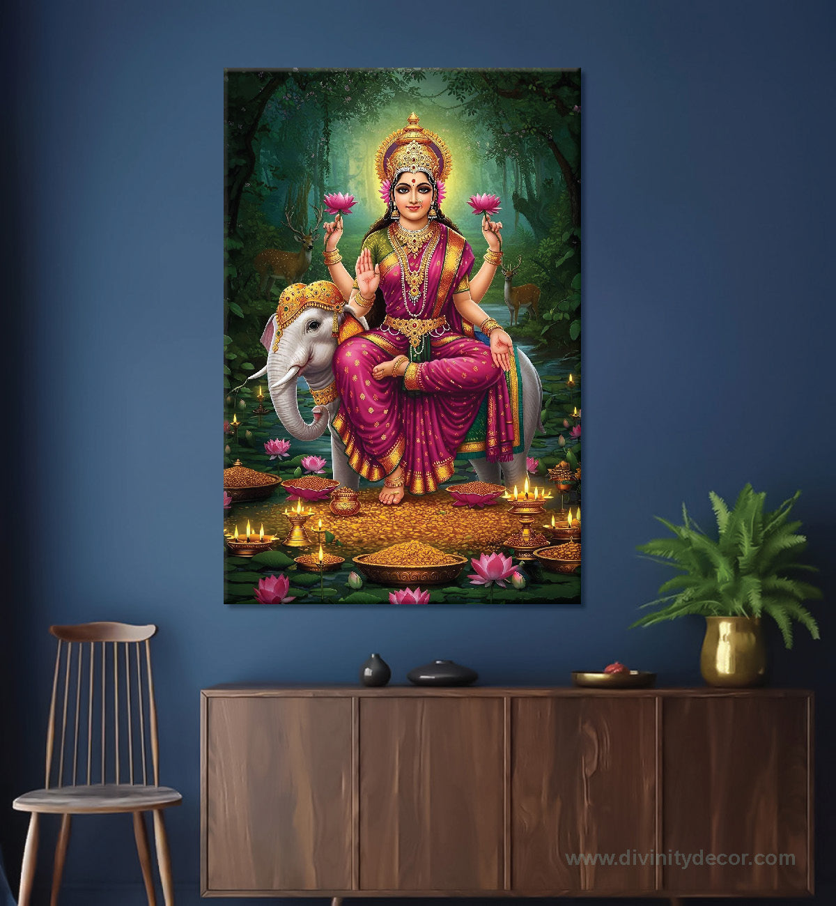 Mahalakshmi Canvas Painting – Divine Wealth Goddess Wall Art 3
