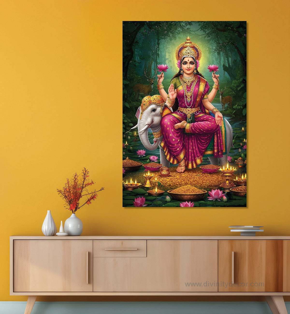 Mahalakshmi Canvas Painting – Divine Wealth Goddess Wall Art 3