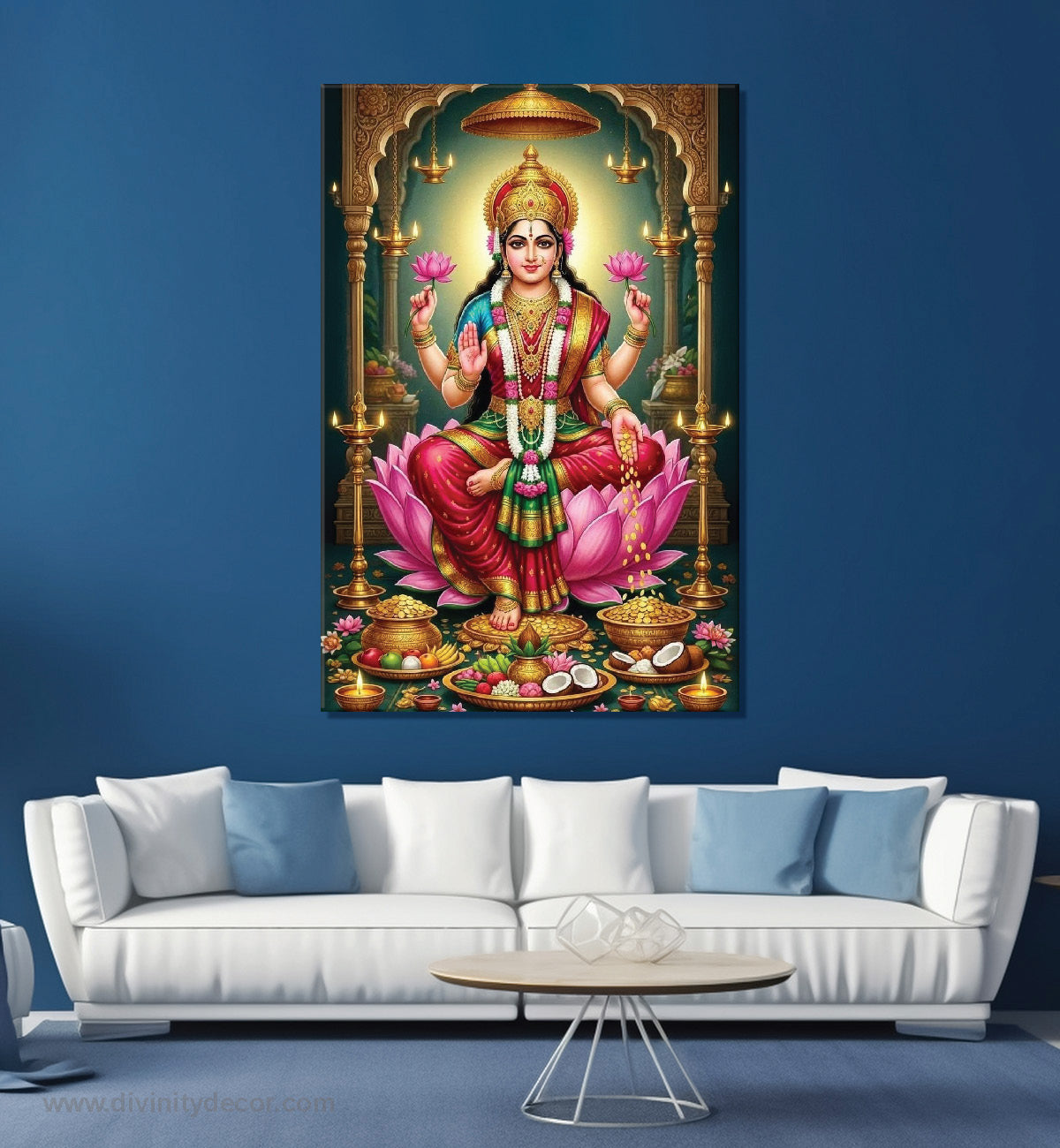 Lakshmi Ganesh Canvas Painting – Auspicious Festival Wall Art 5