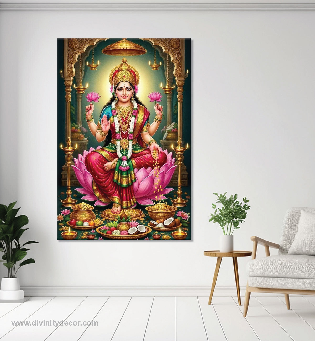 Lakshmi Ganesh Canvas Painting – Auspicious Festival Wall Art 5