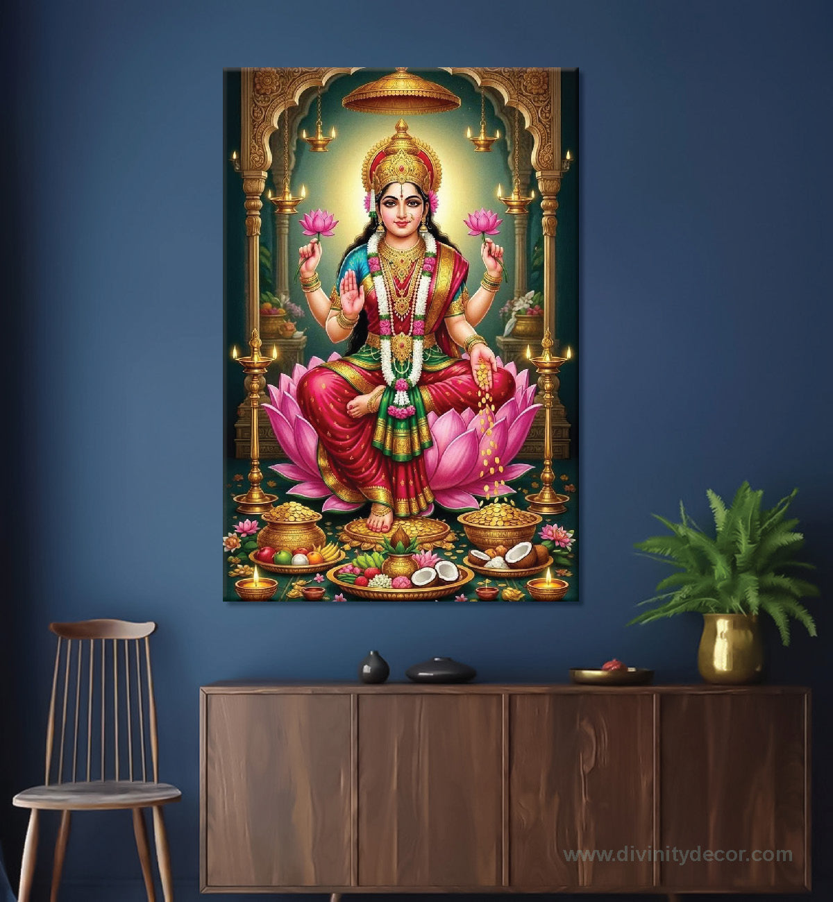 Lakshmi Ganesh Canvas Painting – Auspicious Festival Wall Art 5
