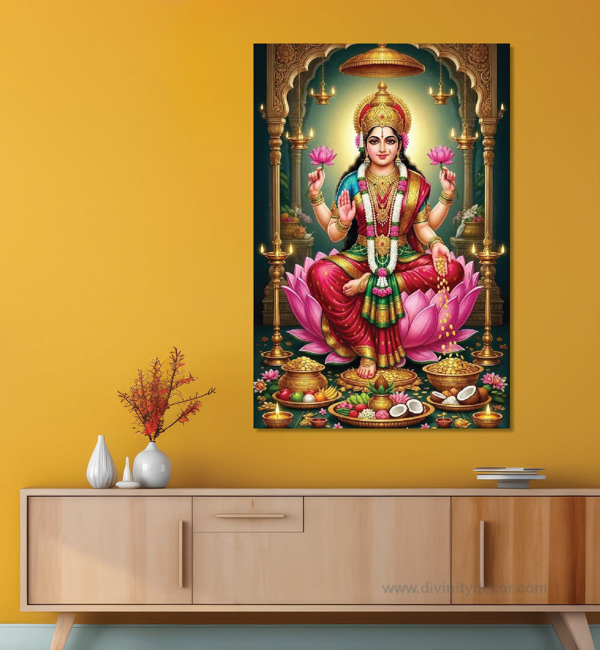 Lakshmi Ganesh Canvas Painting – Auspicious Festival Wall Art 5