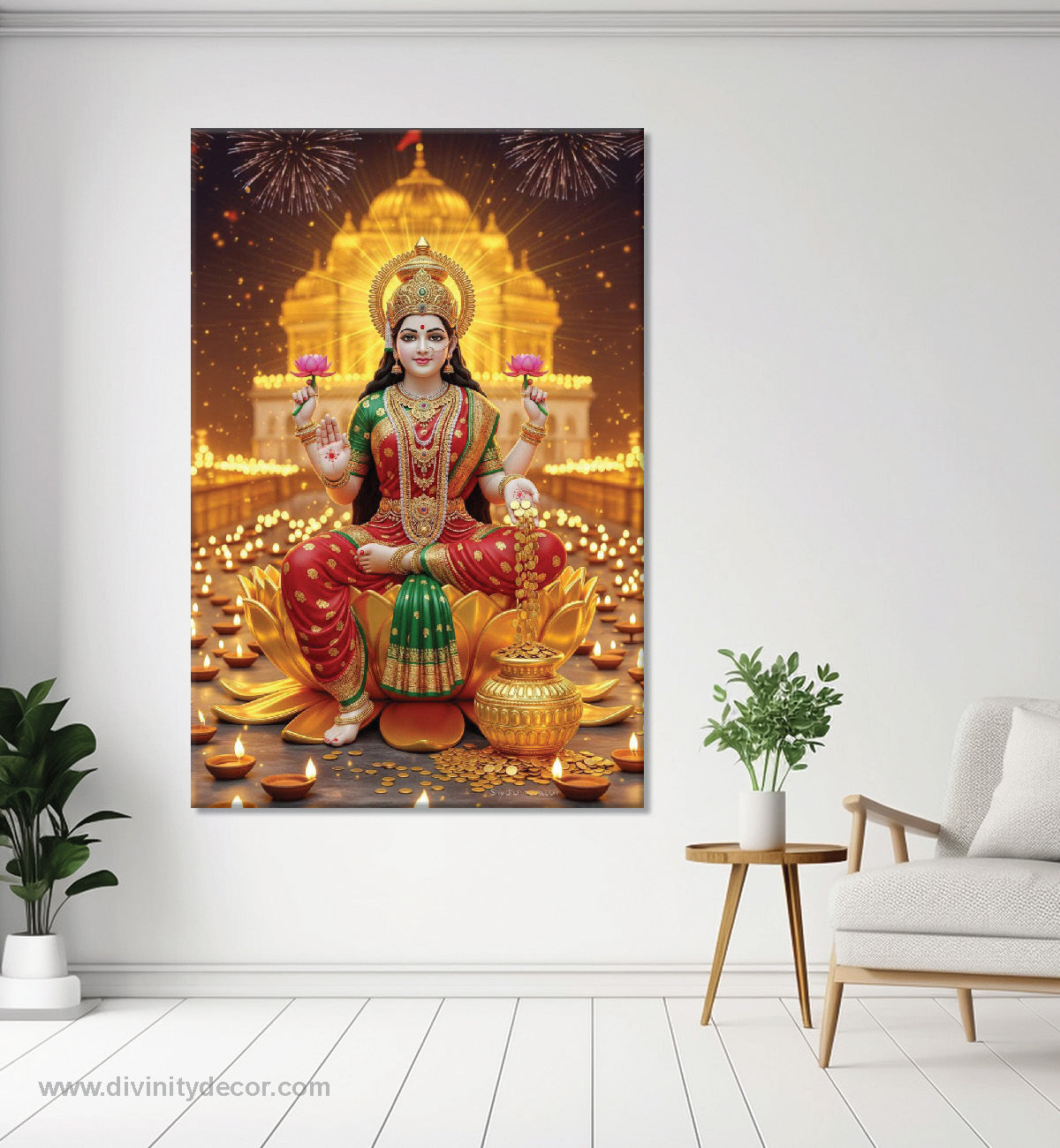 Maa Lakshmi HD Canvas Painting – Premium Spiritual Decor 8