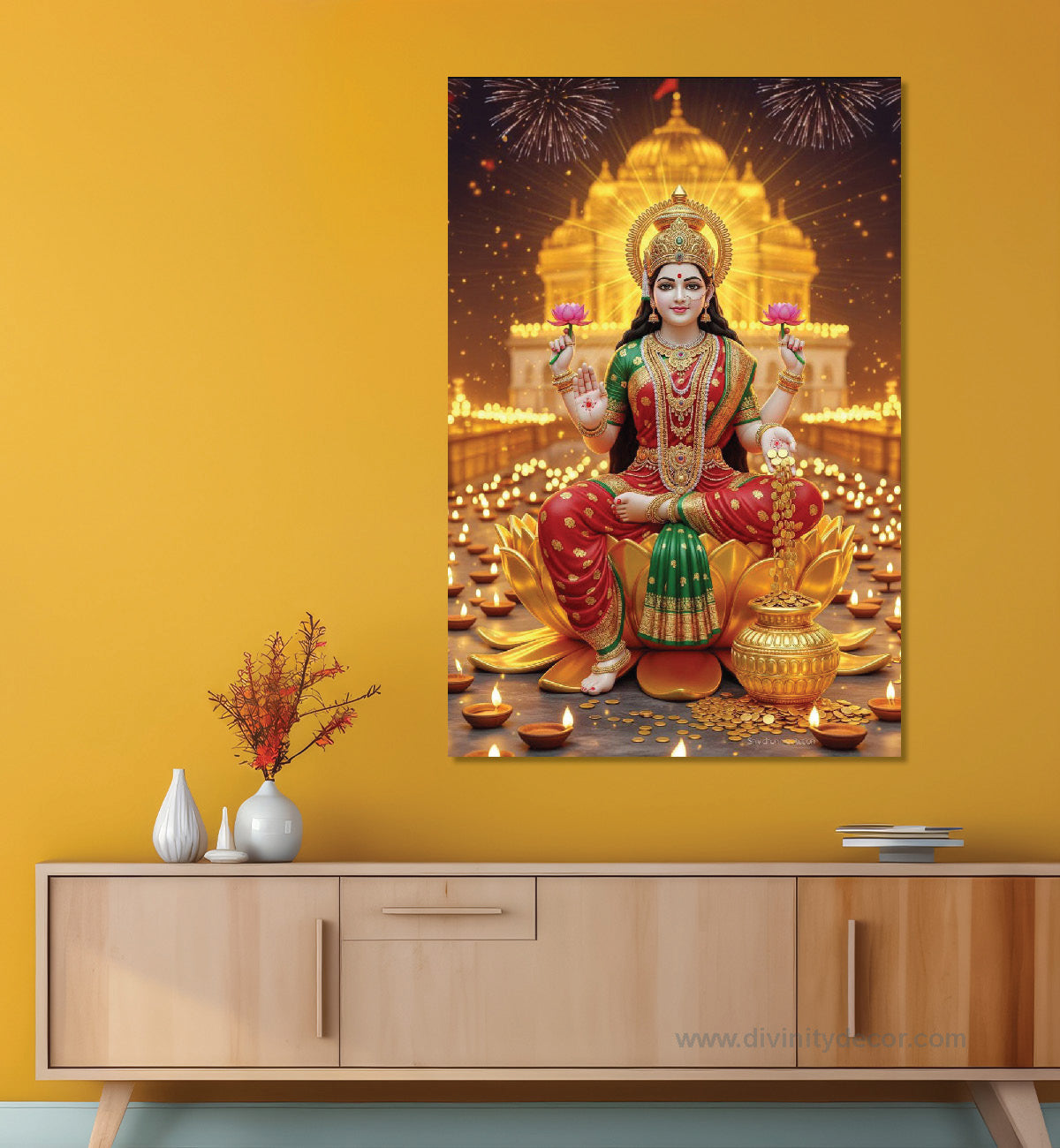 Maa Lakshmi HD Canvas Painting – Premium Spiritual Decor 8
