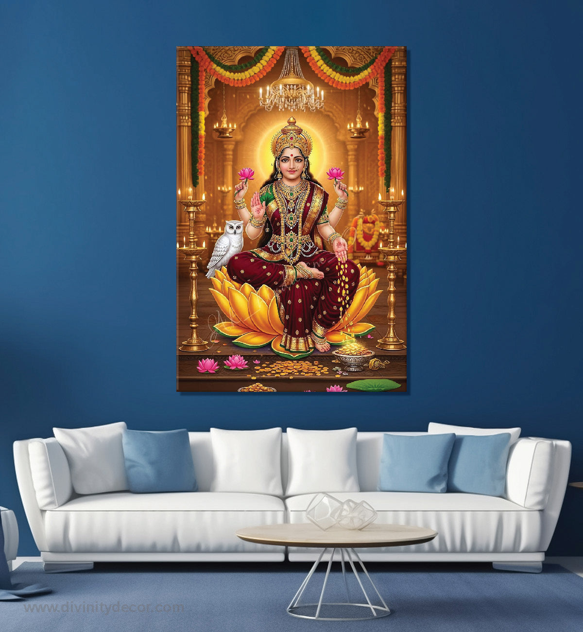 Mahalakshmi Blessings Canvas Painting – Positive Energy Wall Decor 10