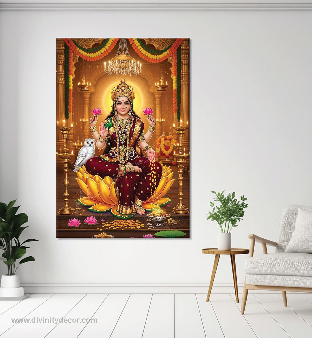 Mahalakshmi Blessings Canvas Painting – Positive Energy Wall Decor 10