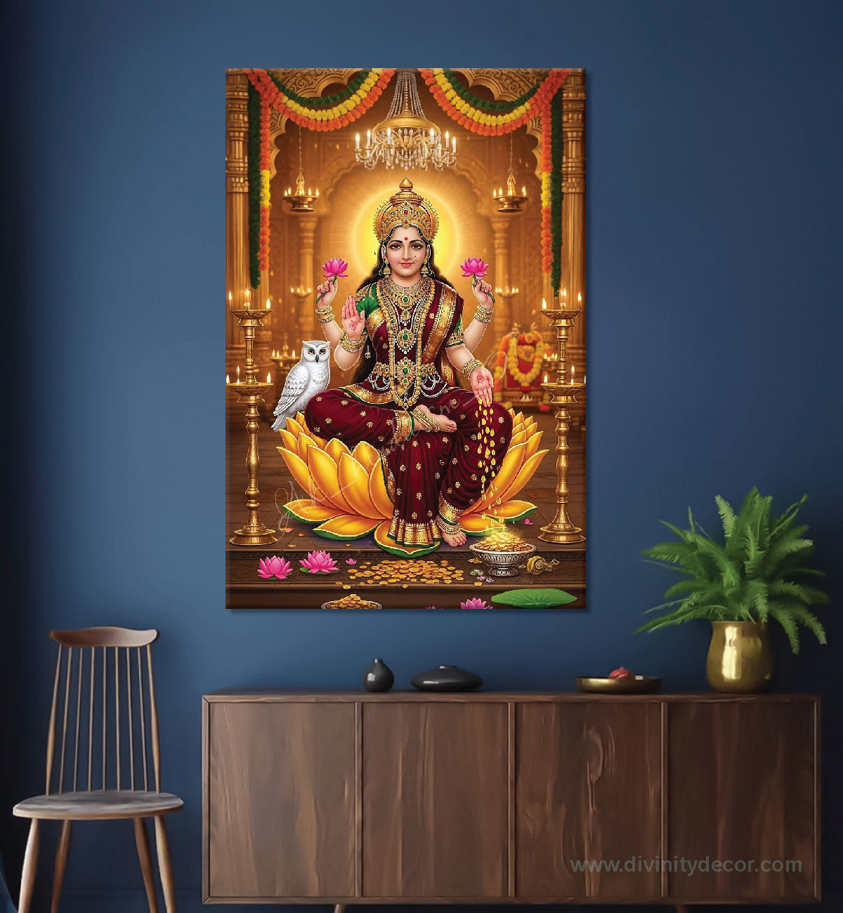 Mahalakshmi Blessings Canvas Painting – Positive Energy Wall Decor 10