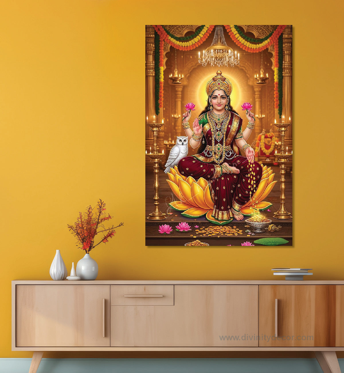 Mahalakshmi Blessings Canvas Painting – Positive Energy Wall Decor 10