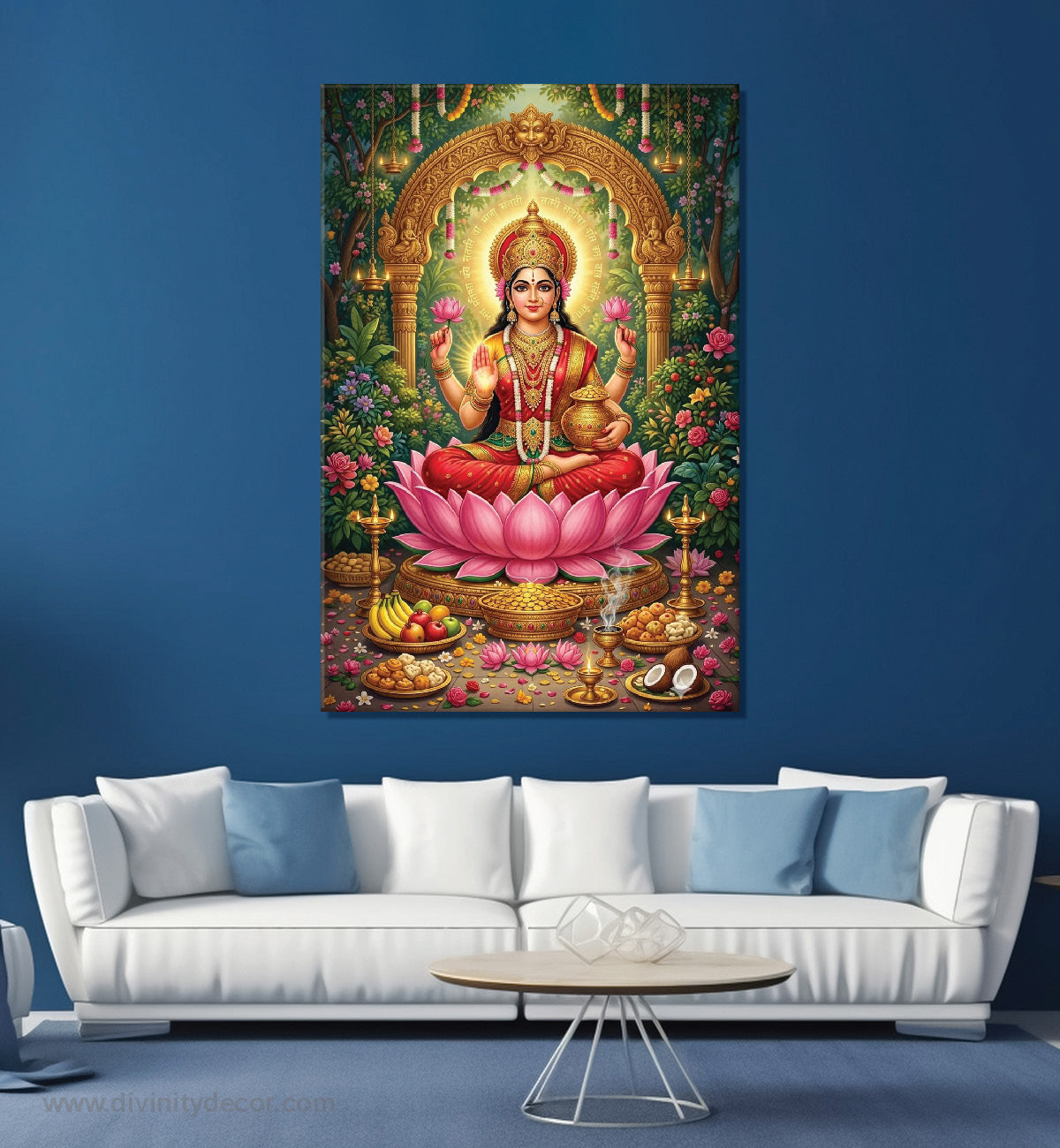 Maa Laxmi Pooja Room Canvas Painting – Sacred Wall Art 11