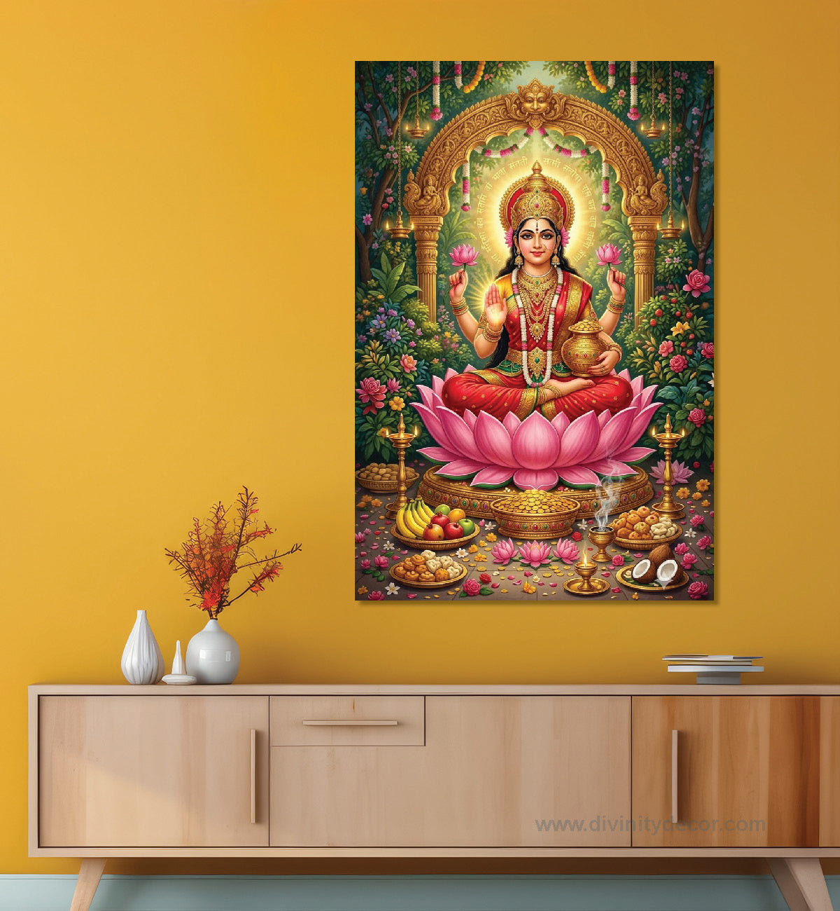 Maa Laxmi Pooja Room Canvas Painting – Sacred Wall Art 11