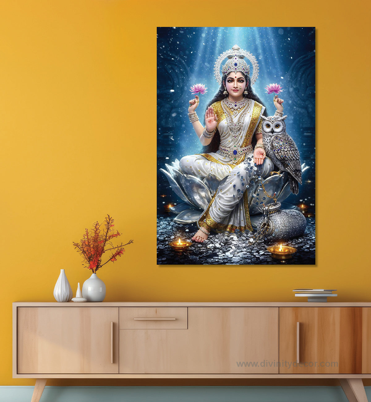 Lakshmi Ji Divine Glow Canvas Painting – Premium Wall Decor 12