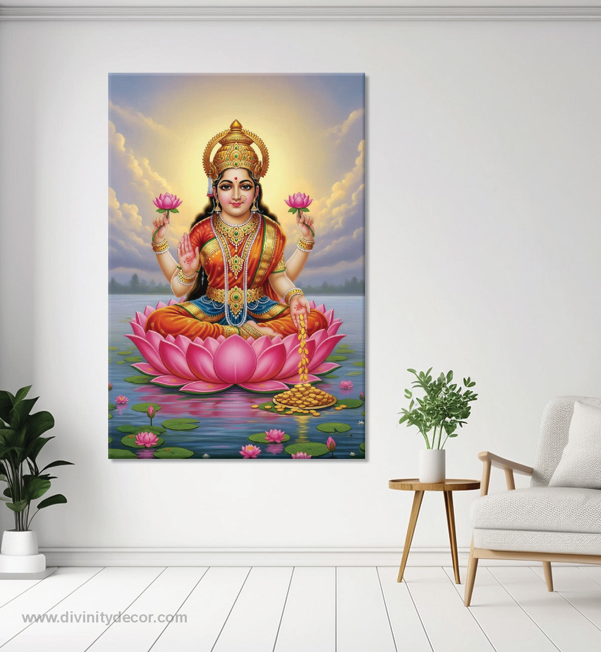 Mahalakshmi Abundance Canvas Painting – Wealth & Prosperity Wall Art 15