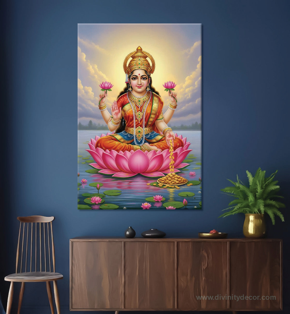 Mahalakshmi Abundance Canvas Painting – Wealth & Prosperity Wall Art 15