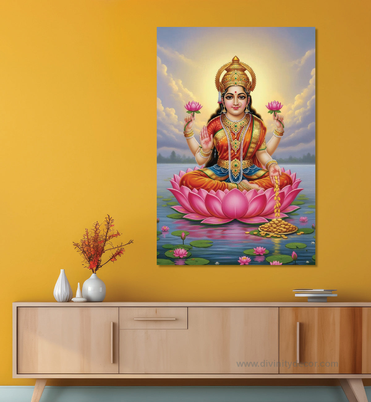 Mahalakshmi Abundance Canvas Painting – Wealth & Prosperity Wall Art 15