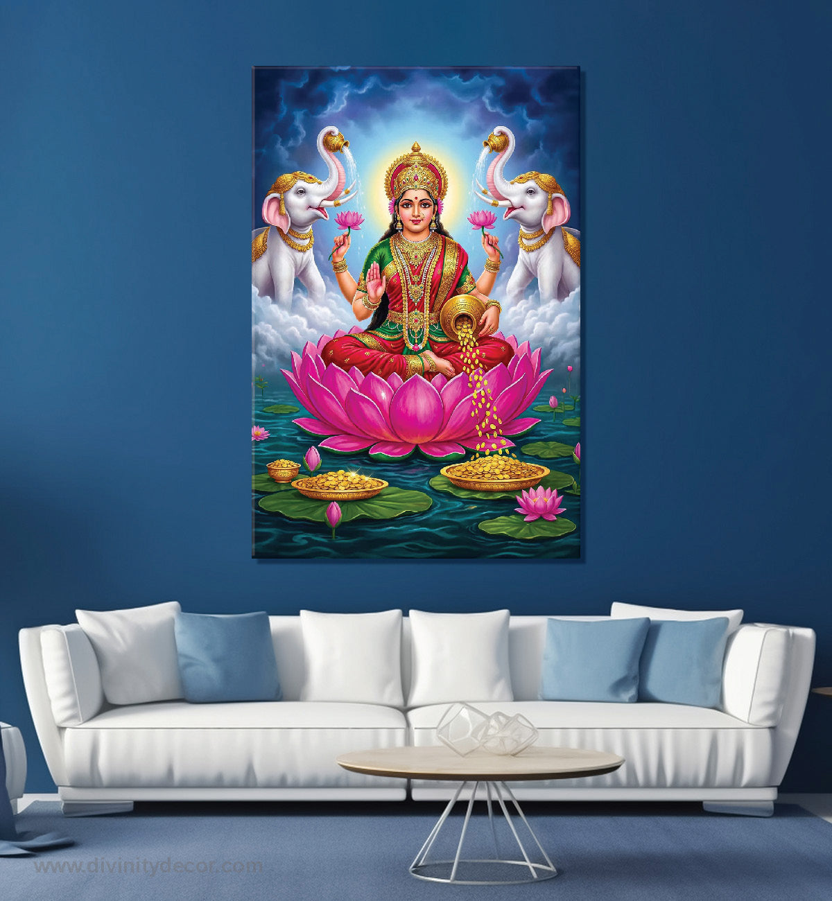 Maa Laxmi Premium Canvas Painting – Luxury Spiritual Home Decor 16