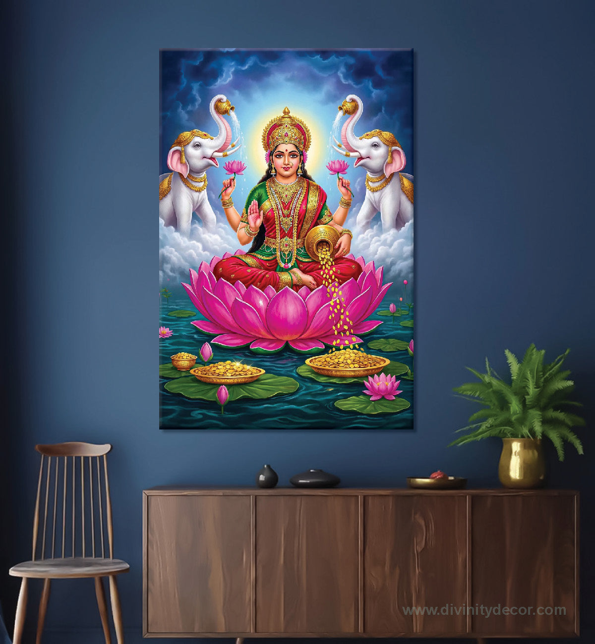 Maa Laxmi Premium Canvas Painting – Luxury Spiritual Home Decor 16