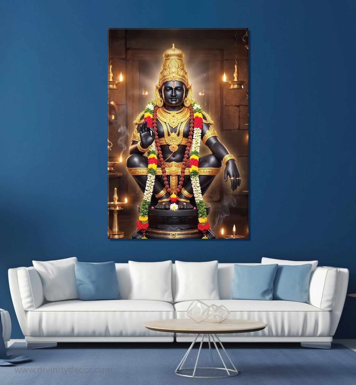 Lord Ayyappa Canvas Painting – Sacred Hindu Devotional Wall Art 1