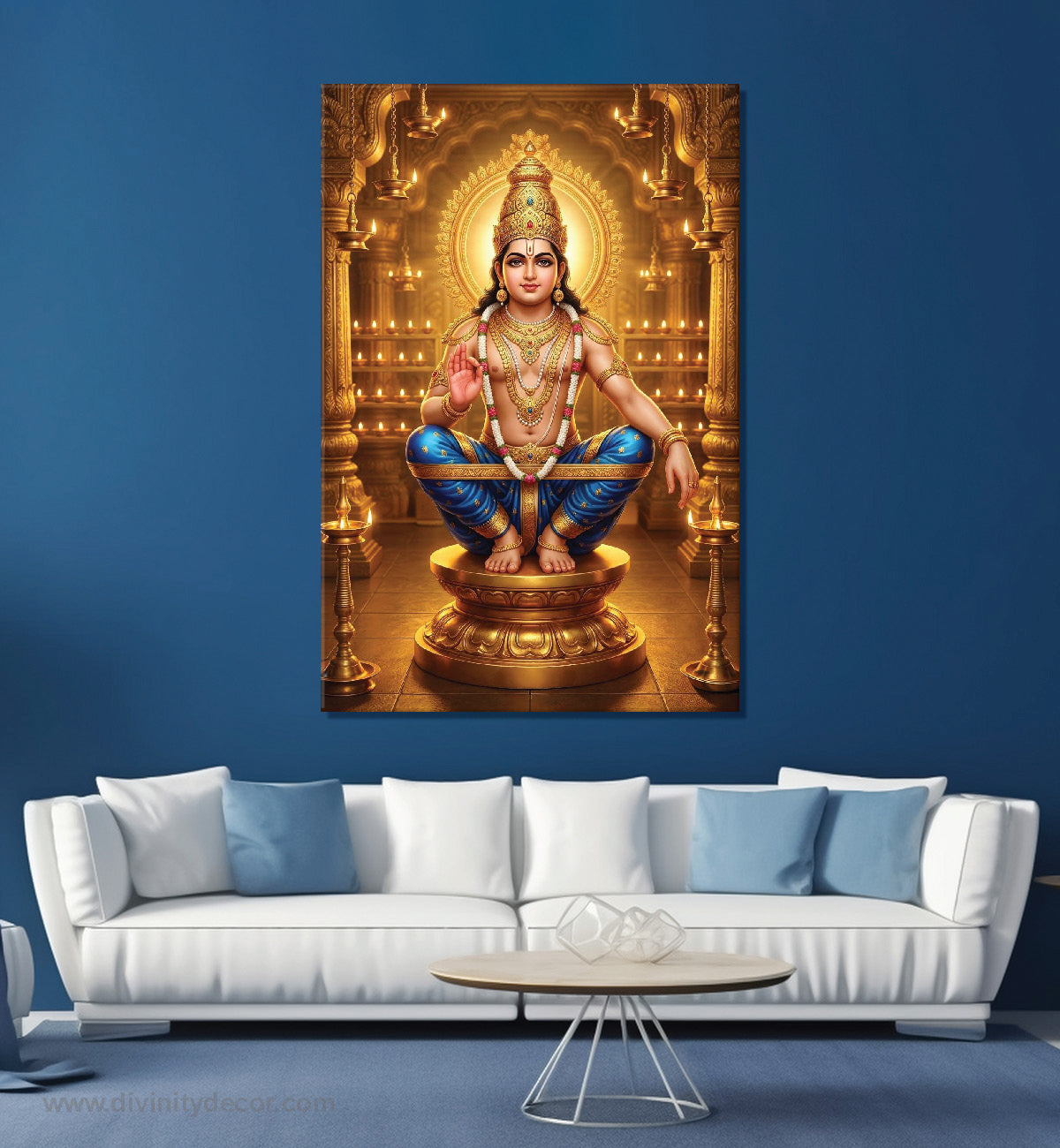 Lord Ayyappa Religious Wall Painting for Temple Decor 3