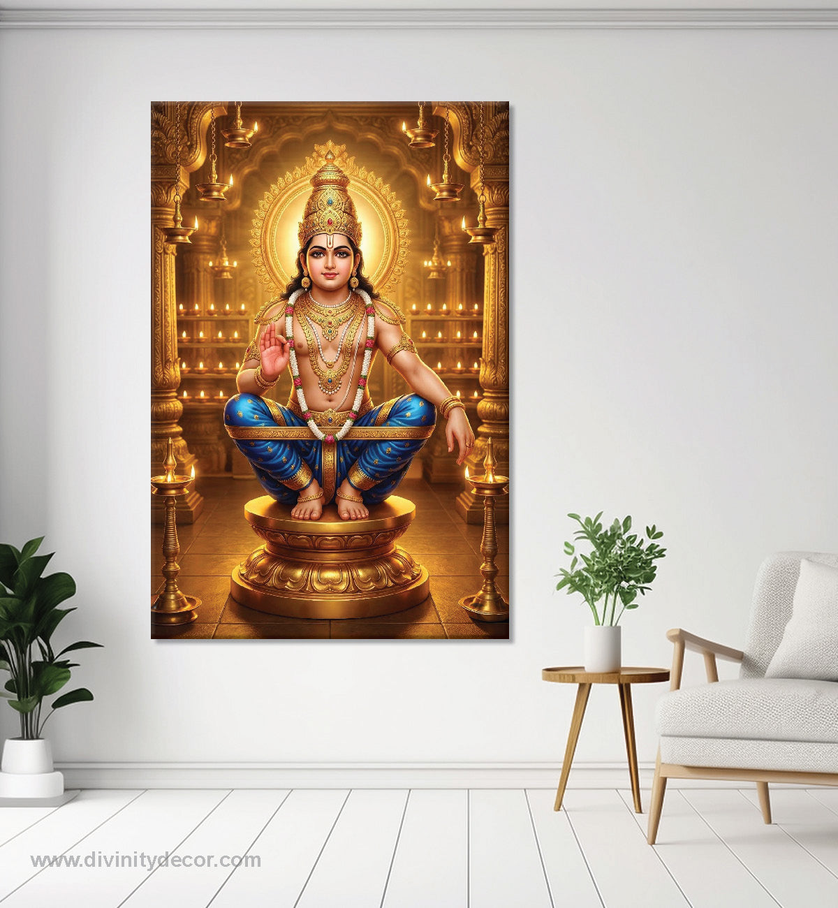 Lord Ayyappa Religious Wall Painting for Temple Decor 3