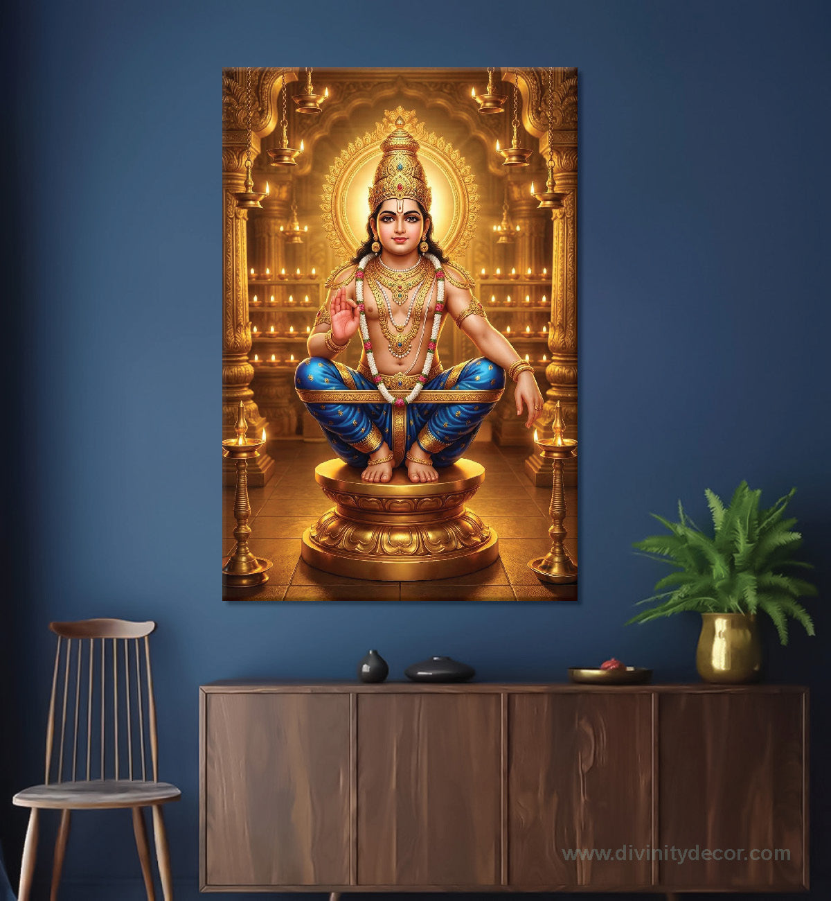 Lord Ayyappa Religious Wall Painting for Temple Decor 3