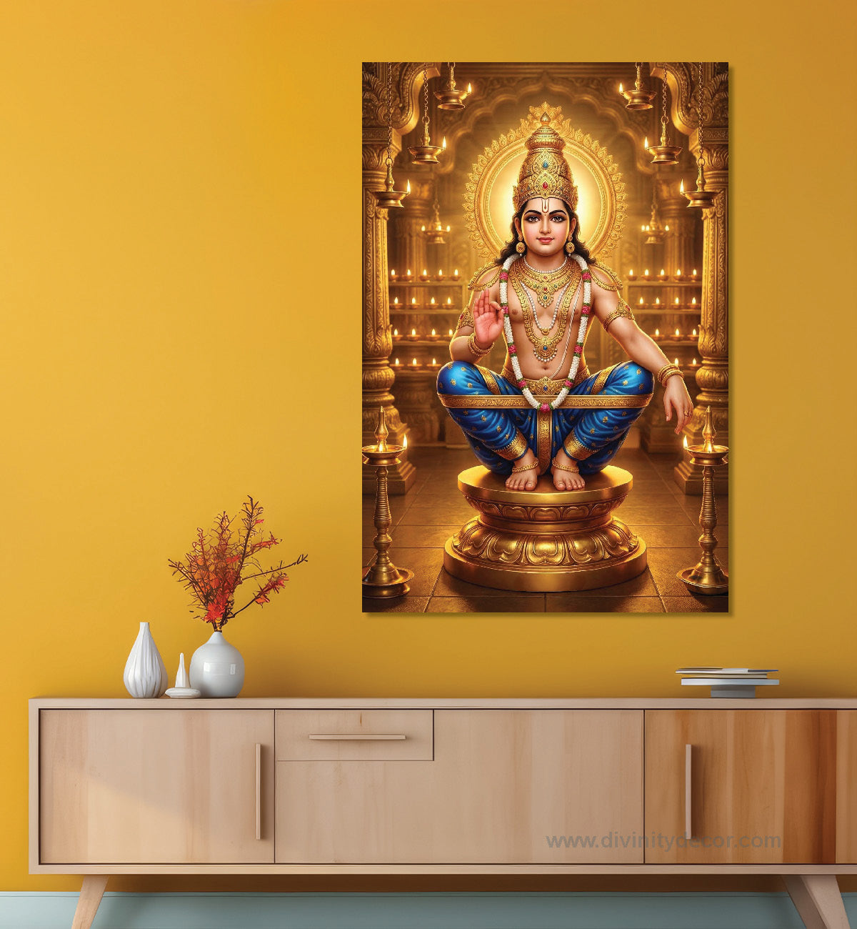 Lord Ayyappa Religious Wall Painting for Temple Decor 3