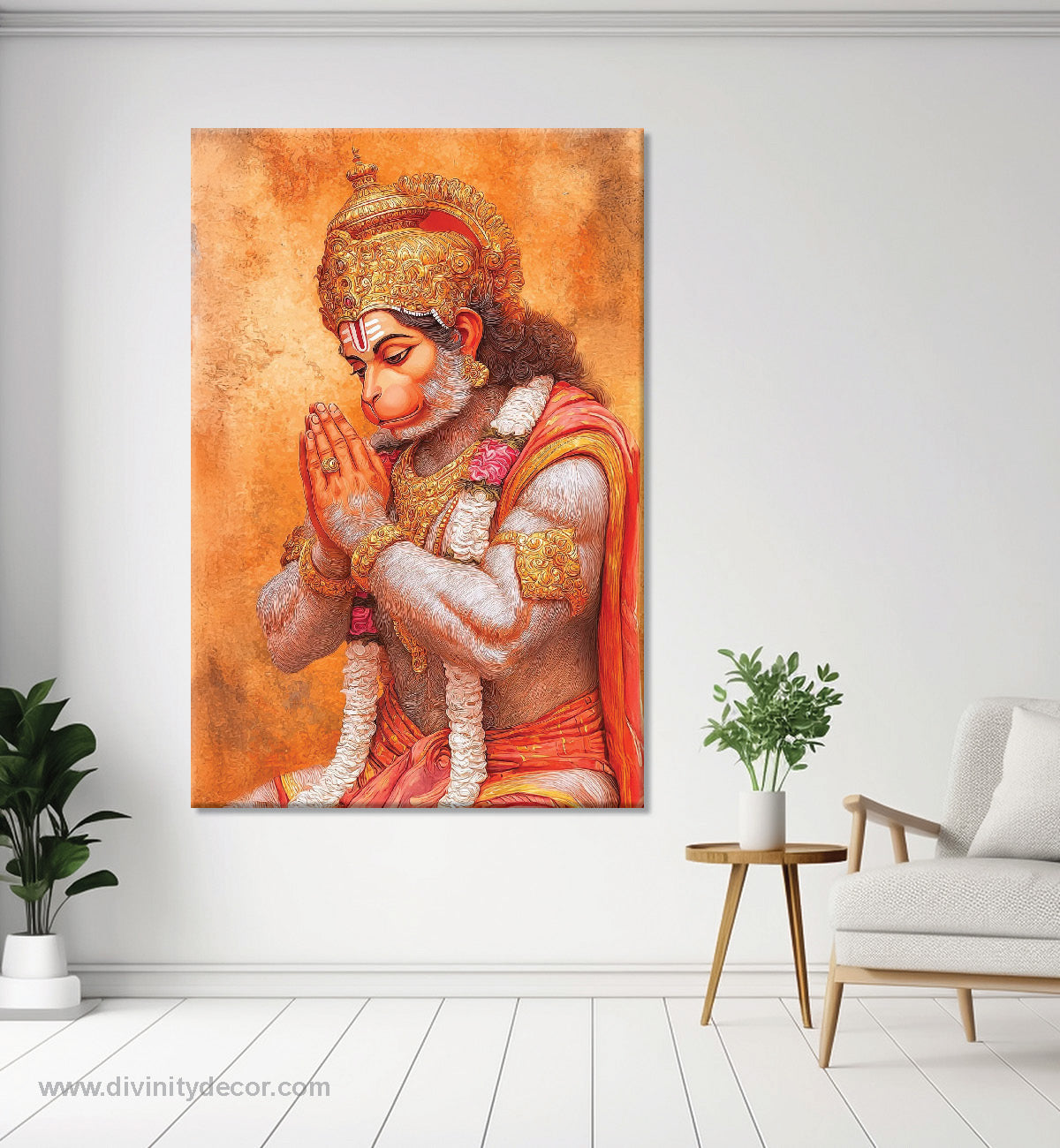 Hanuman Ji Religious Wall Painting for Temple Decor 3